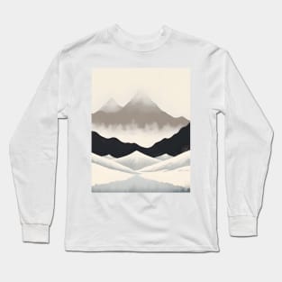 Modern Scandinavian Art Black and White Minimalist Mountain Long Sleeve T-Shirt